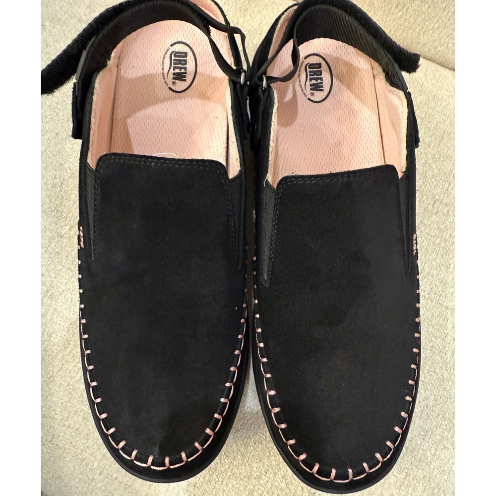 Drew Shoes Jazz Black with Pink Leather Suede Comfort Clogs Size 10‎ N